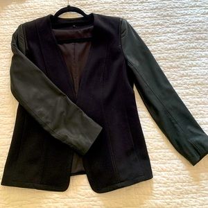 Theory blazer with leather sleeves